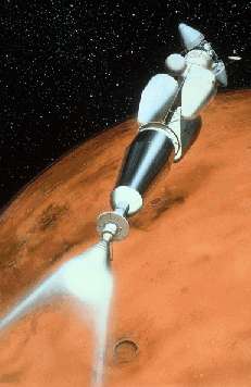 A Nuclear Thermal Rocket arriving at Mars
